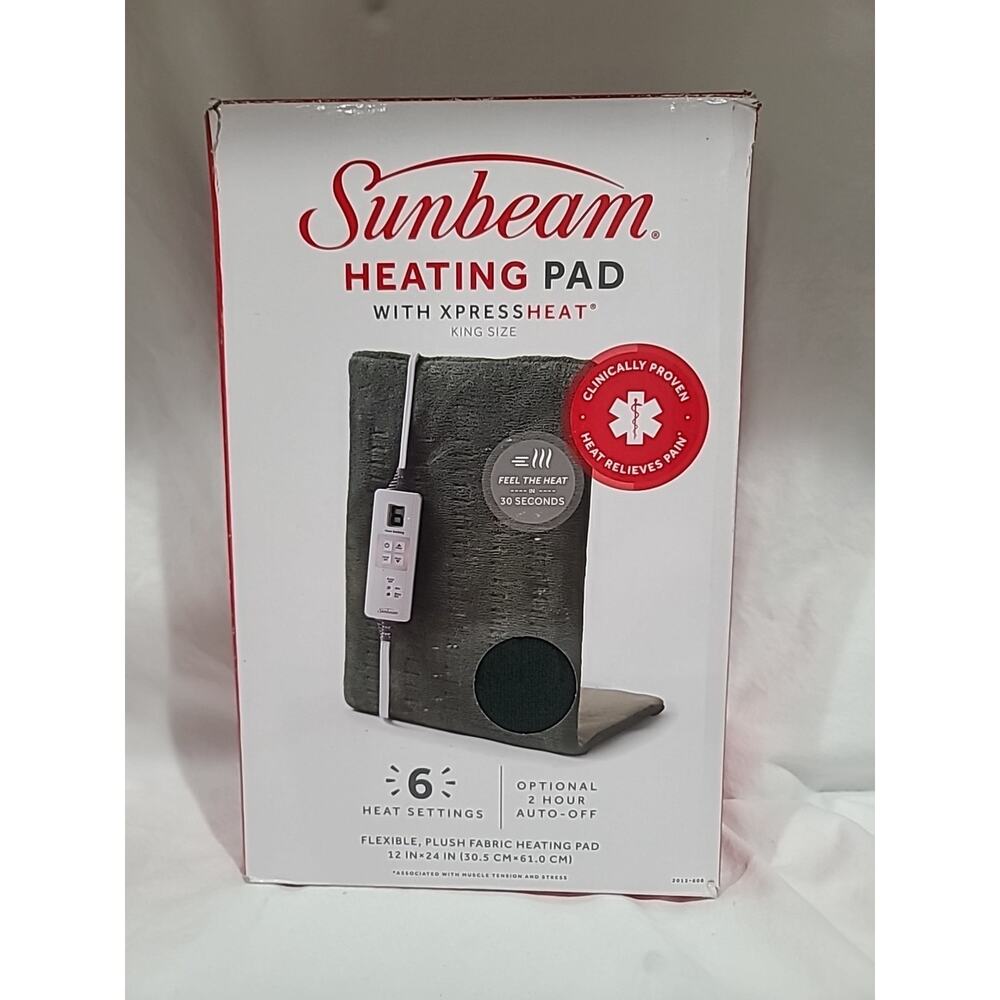Sunbeam Heating Pad King Size XpressHeat 12x24 6 Settings Auto-Off